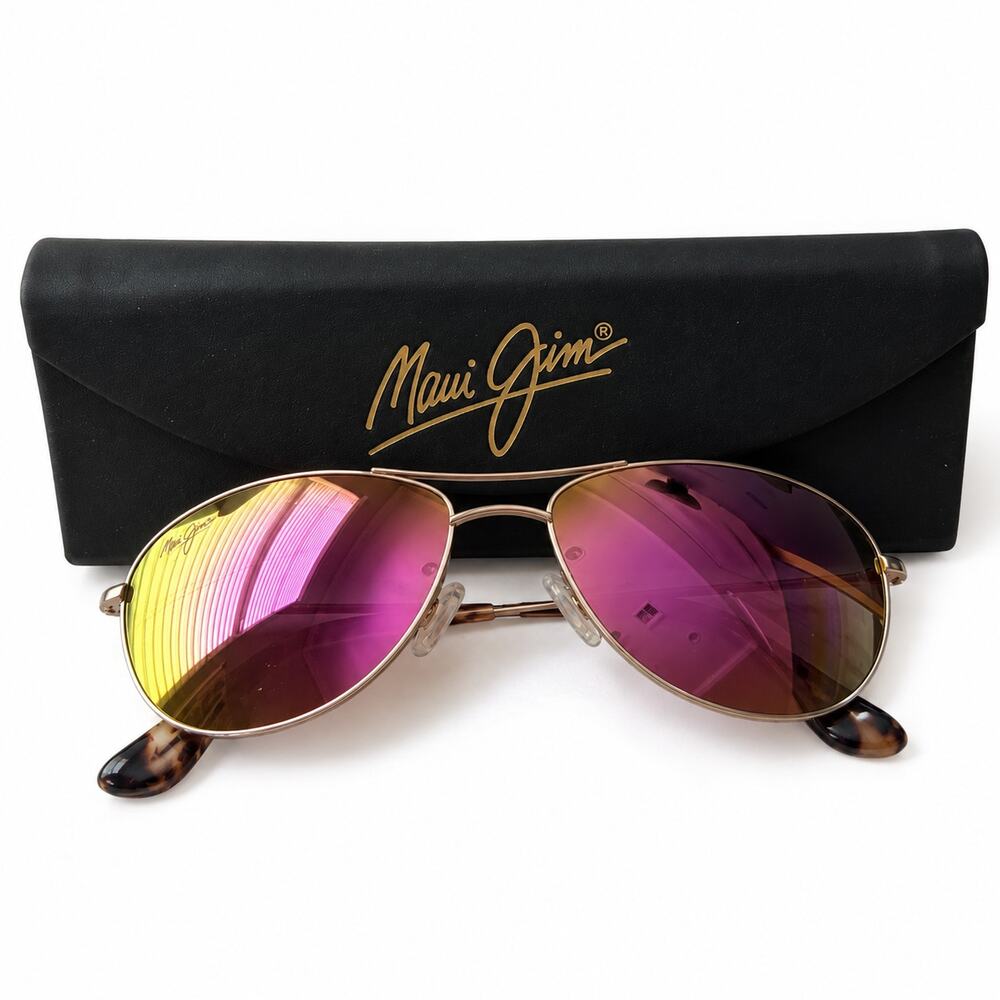 Maui Jim MJ000458 Pink Polarized Mirrored Aviator Sunglasses NEW w/ Case